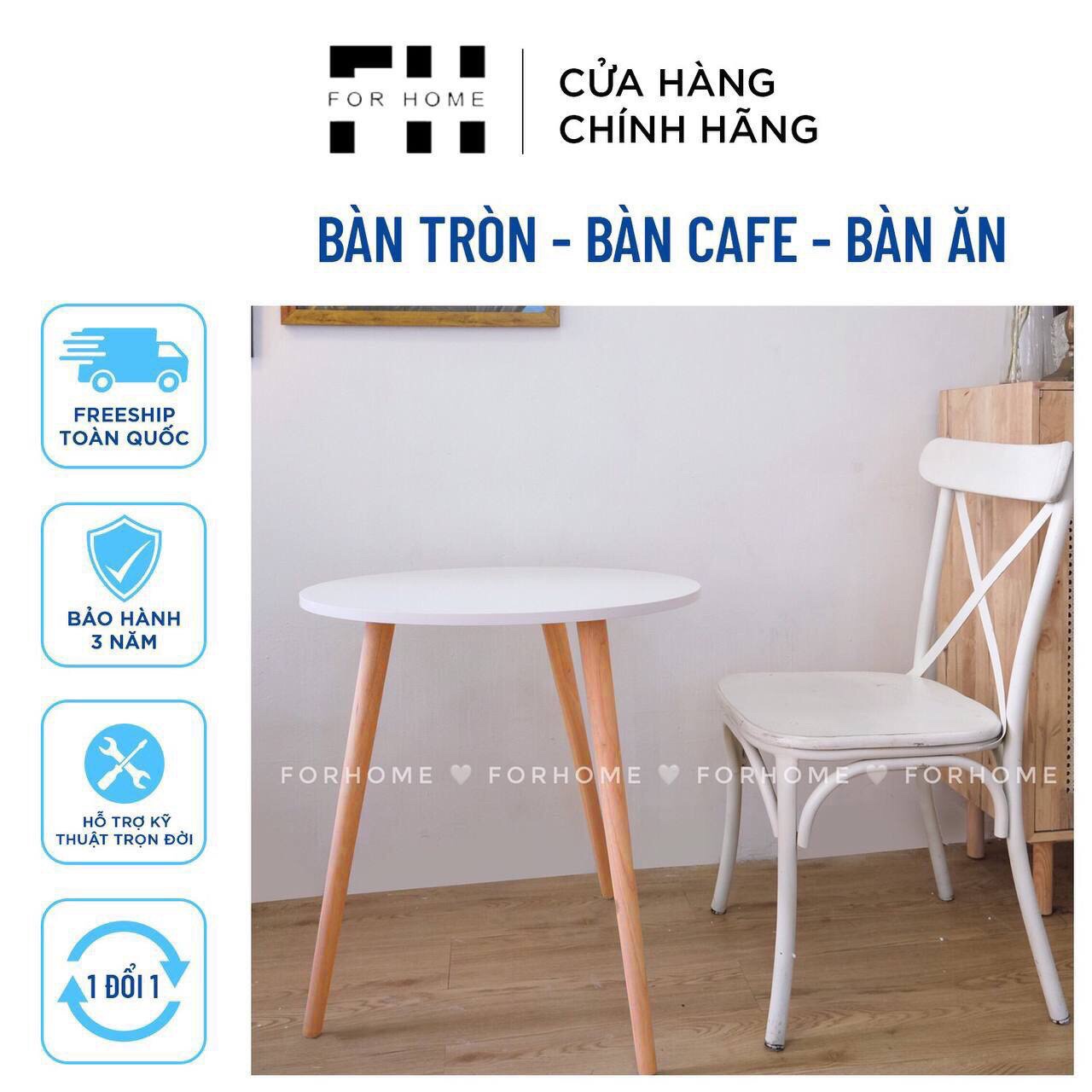 Bàn Trà Sofa Tròn Chân Gỗ Tự Nhiên Cao Cấp  Sơn Trắng️FREESHIP ️HÌNH THỰC TẾ ️ Sản phẩm của Nội Thất FOR HOME