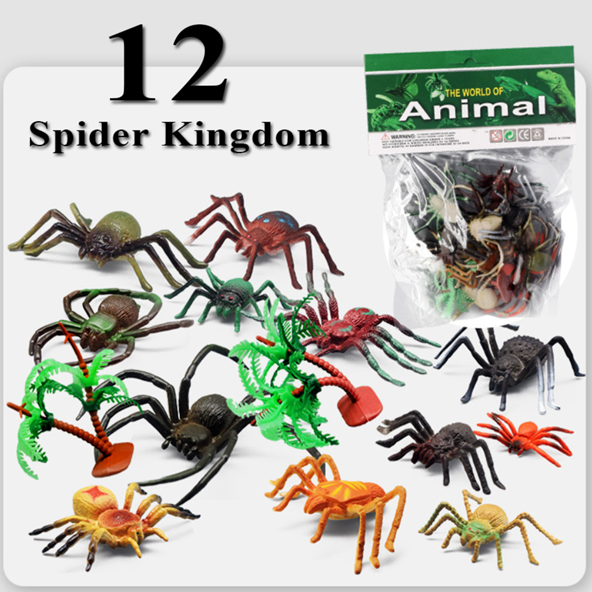 Bộ 12 ĐỒ CHƠI NHỆN GIẢ như thật (5-7 cm) MÔ HÌNH NHỆN NHỰA Spider chọc ghẹo troll bạn hù dọa Halloween Spiderman