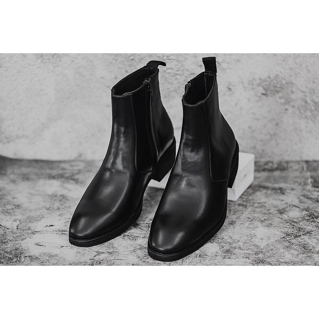 [Giày Tăng chiều cao] 4.5cm Heels Boots, Zipper Chelsea Boots