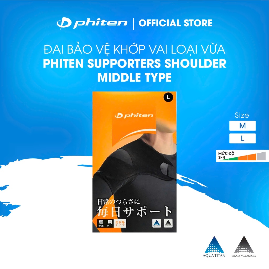 Đai cố định khớp vai loại vừa Phiten Supporter Shoulder Middle Type AP178004/AP178005