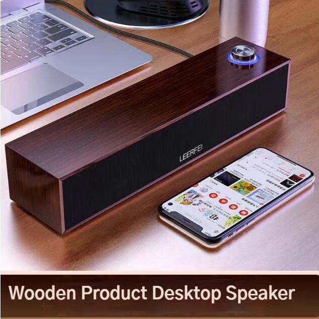 Loa Bluetooth Hai Dây Cổng USB Bằng Gỗ Âm Thanh Siêu Trầm Hỗ Trợ Thẻ Trực Tiếp