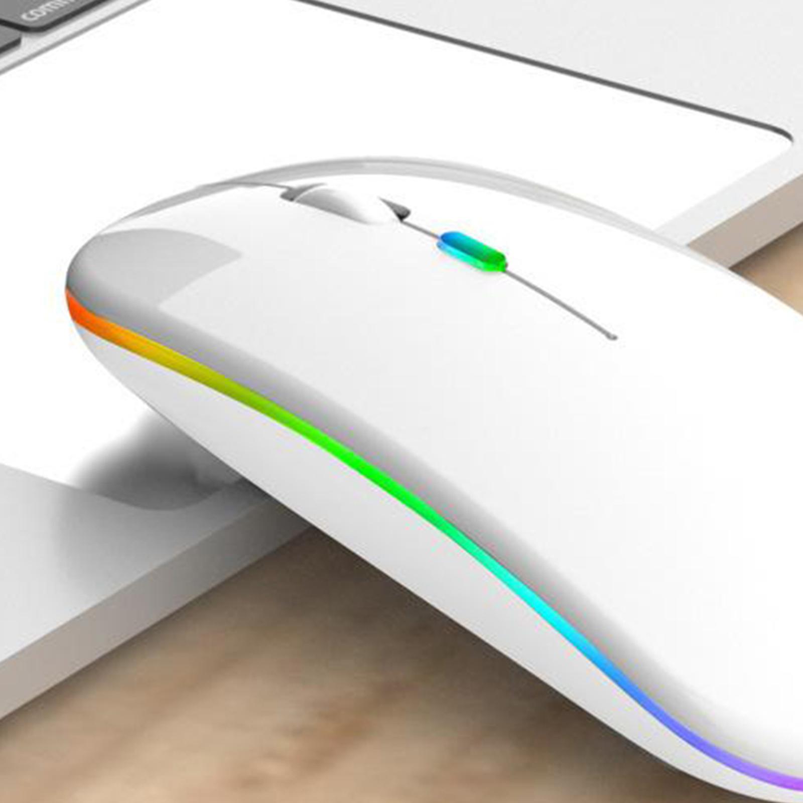 Silent LED Wireless Mouse Rechargeable Optical Office Laptop White