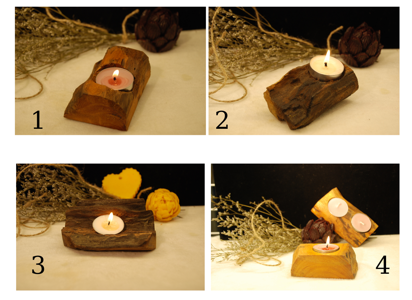 Đế nến Tealight 1 viên thiên nhiên