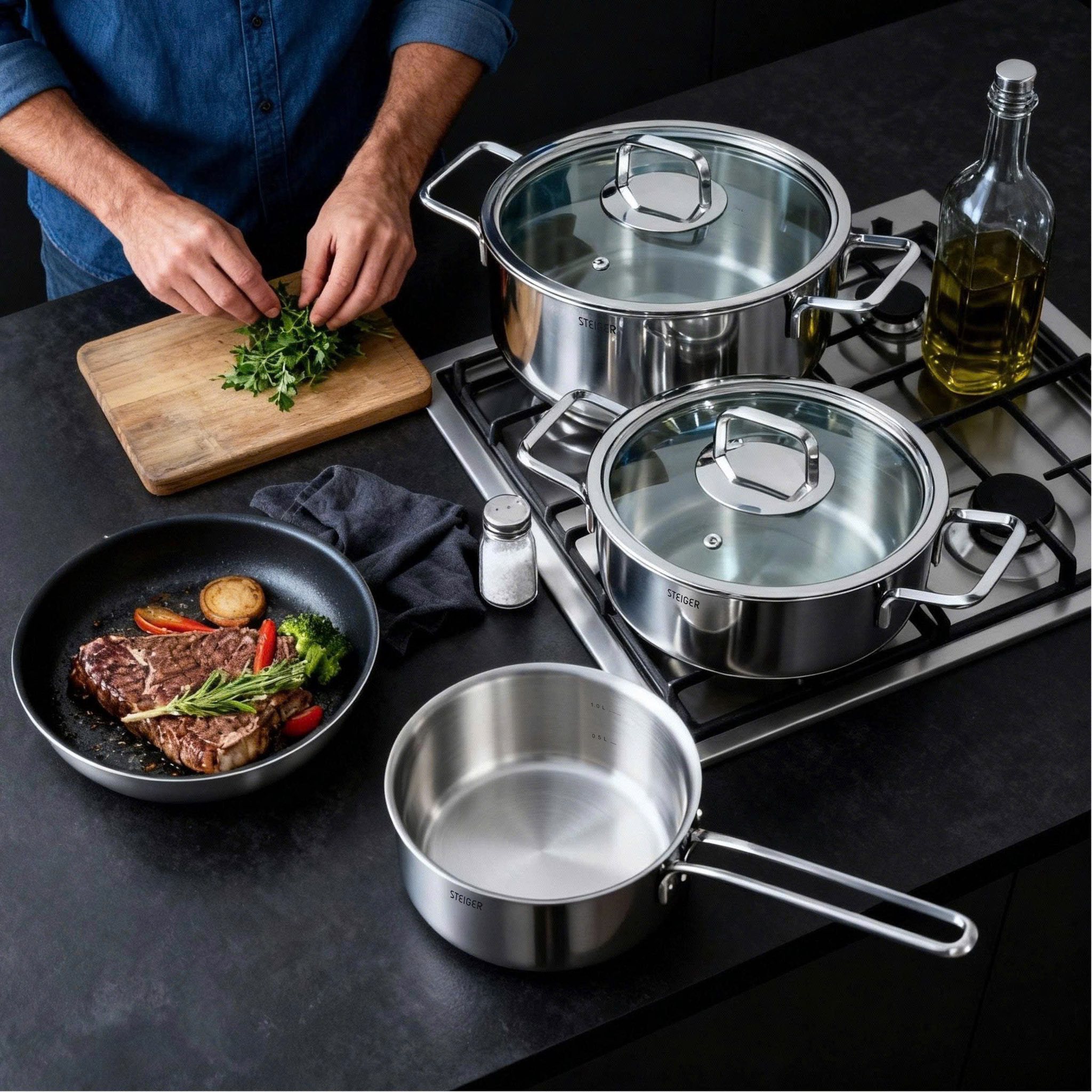 Bộ Nồi Steiger Nova 5 Món Hàng chính hãng