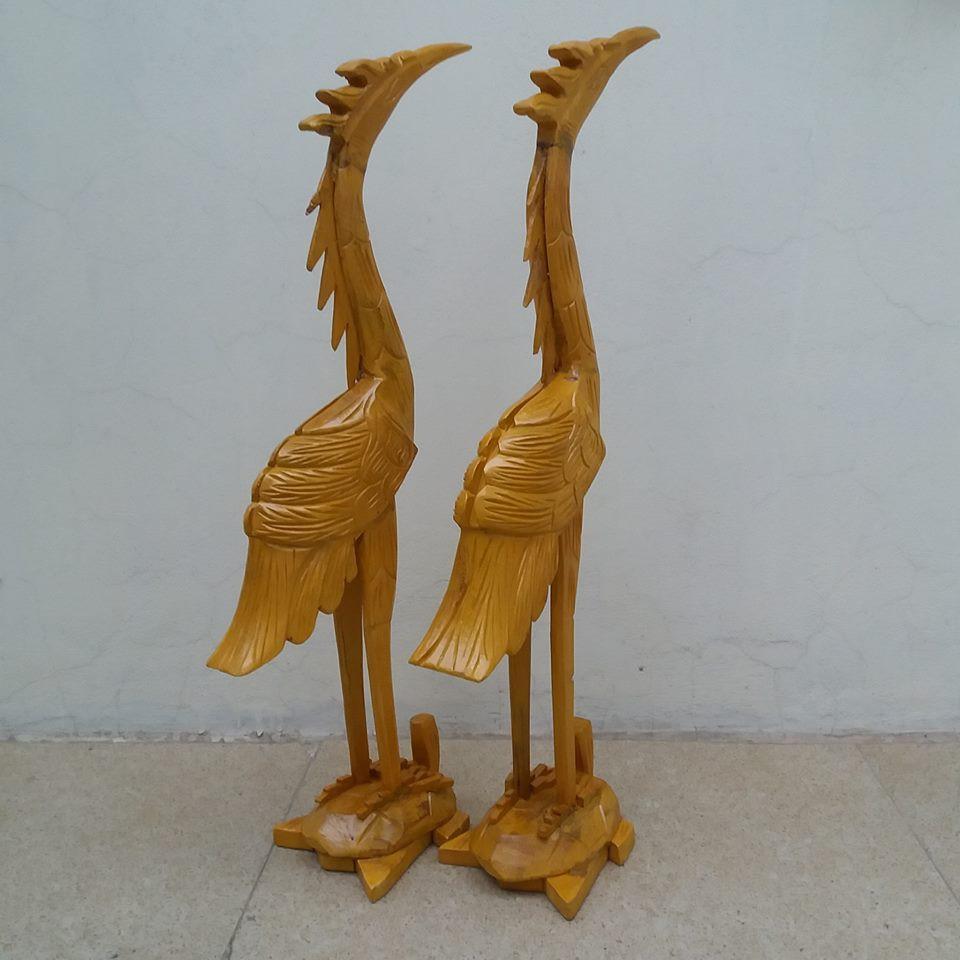 Đồ thờ - hạc sơn son thiếp vàng gỗ mít cao 61cmx20cmx20cm
