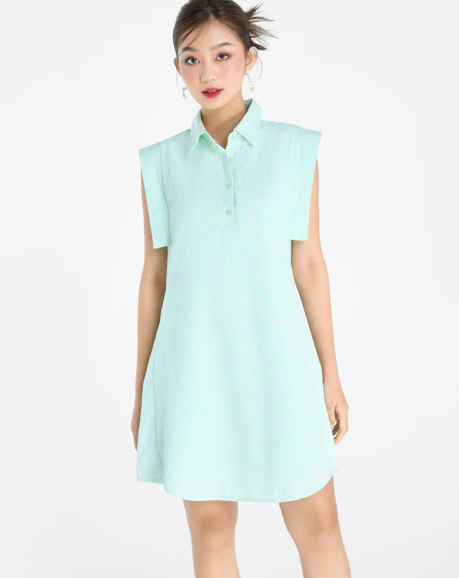 Đầm Mini Nữ Thời Trang JUNO Cổ Sơ Mi Vai Chờm JNDLU046