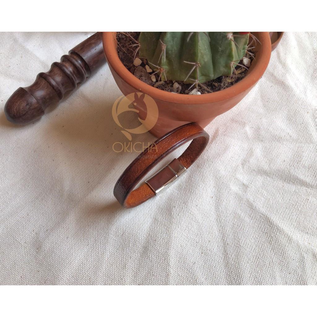 Vòng tay da vintage handmade phong cách retro free khắc laser