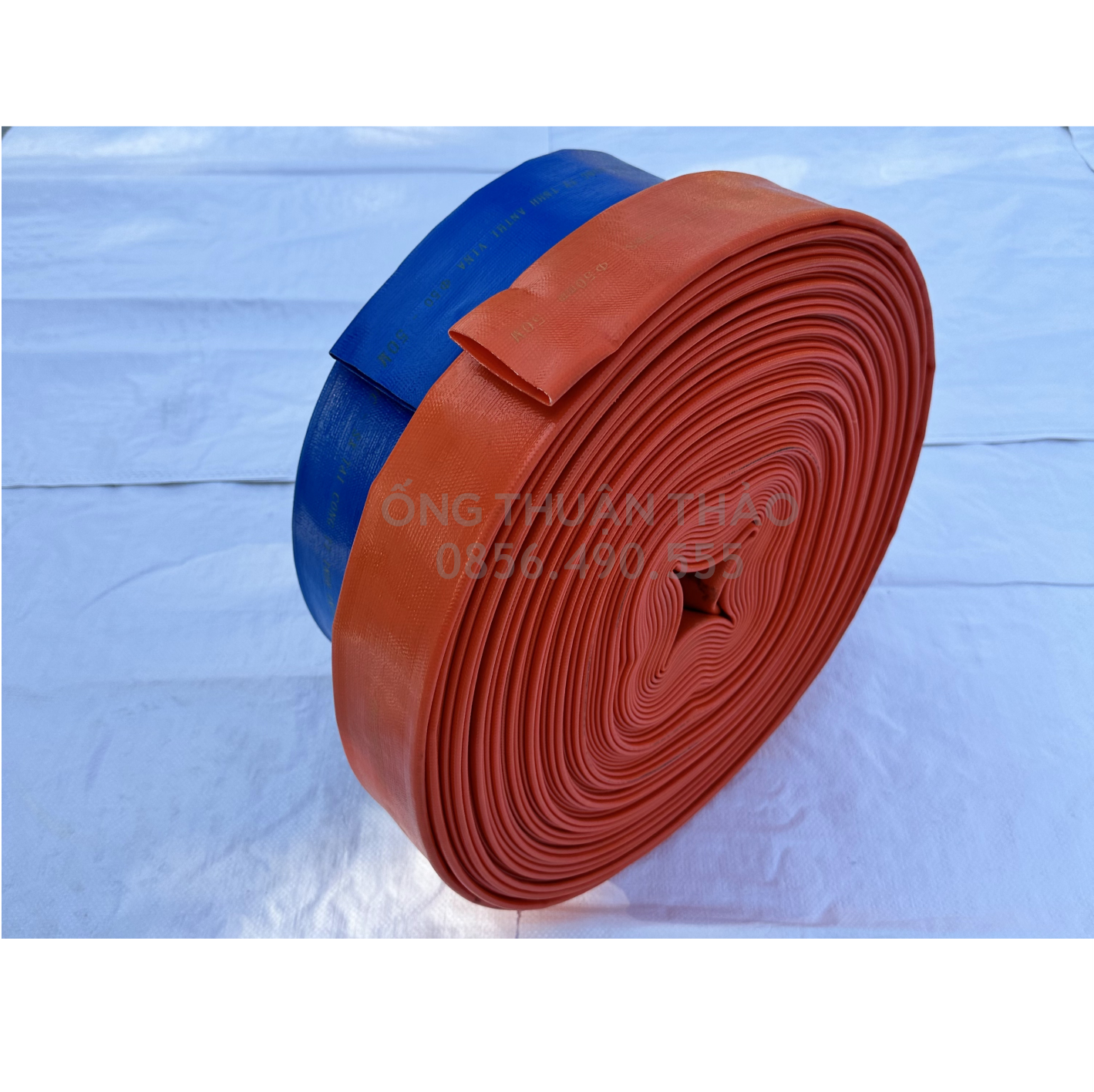 Ống nhựa, ống bạt vàng cam phi 76mm cuộn 20M - Ống bạt mềm cốt dù THUẬN THUẬN THẢO