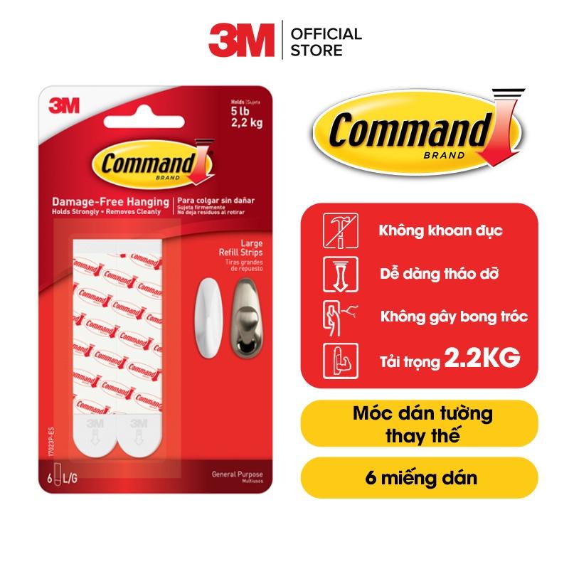 Bộ 6 Miếng keo dán thay thế Command 3M cỡ lớn chịu lực 2.2 kg - Dễ sử dụng, độ bền cao, bám cực chắc, tháo cực dễ 17023P