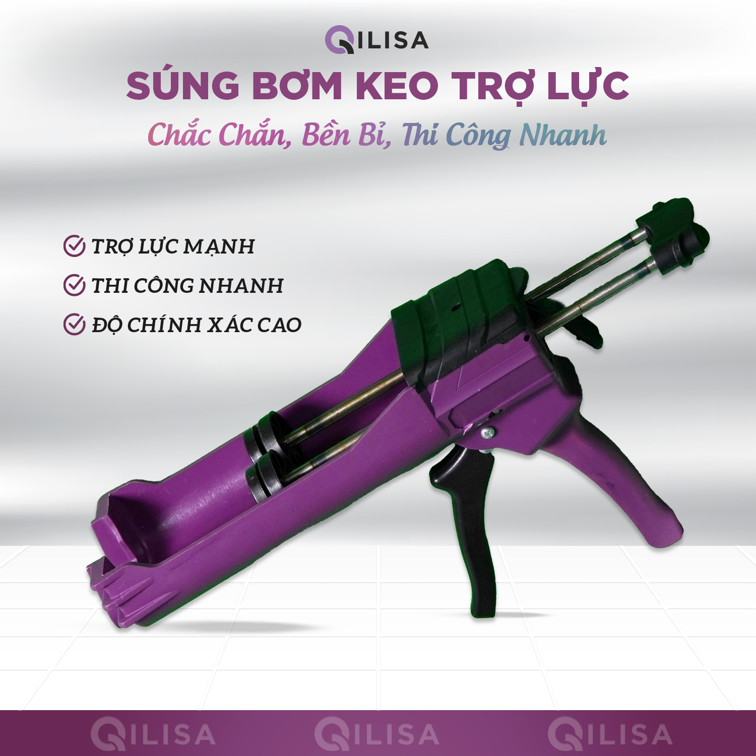 Combo Keo Chà Ron Qilisa và Dụng Cụ Thi Công Keo Chà Ron (Đã Bao Gồm Súng Bơm Keo)