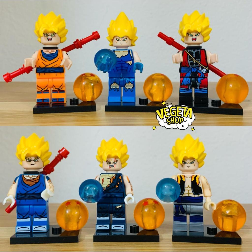 Minifigures Dragon Ball - Mô hình đồ chơi Dragon Ball mini lắp ghép - Gogeta Vegito Son Goku Xeno Vegeta cầm ngọc rồng