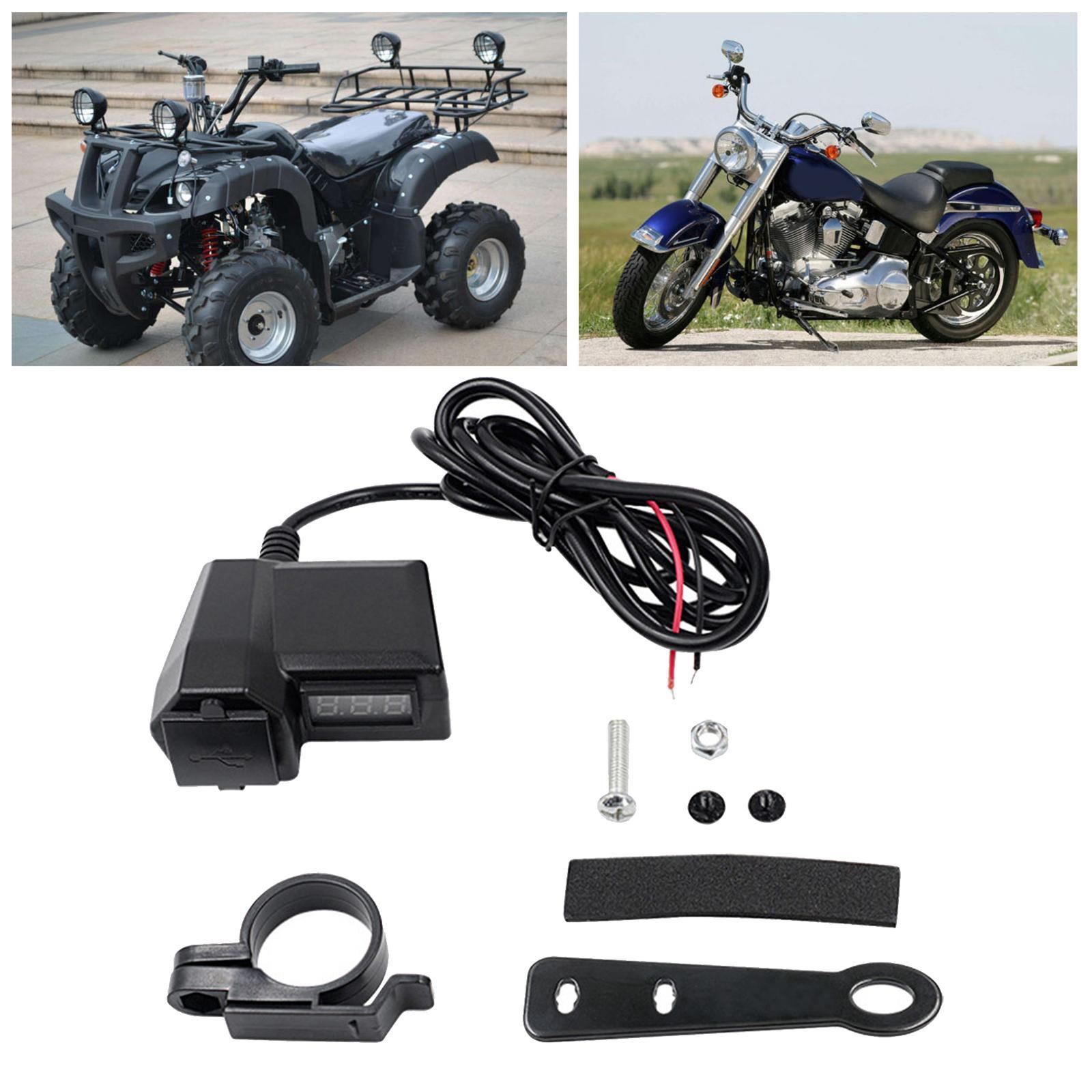 Motorcycle USB Charger Handlebar or Rear View Mirror Mounting Power Adapter