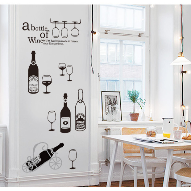 Decal dán tường (A bottle of wine) AmyShop DKN102 ( 70 x 150 cm)