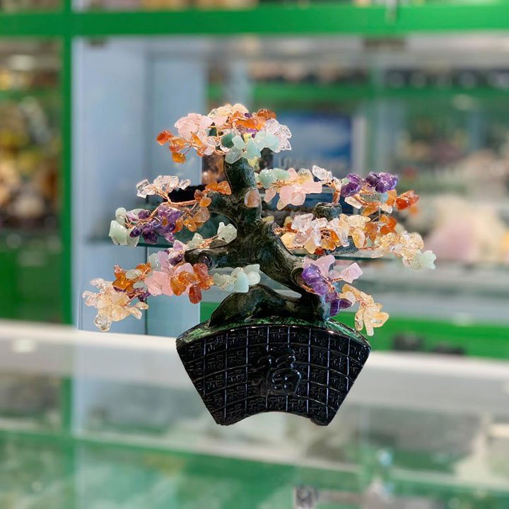 Cây thạch anh lục sắc thân bonsai chậu kiểu nhật mới (Phước) FKC117