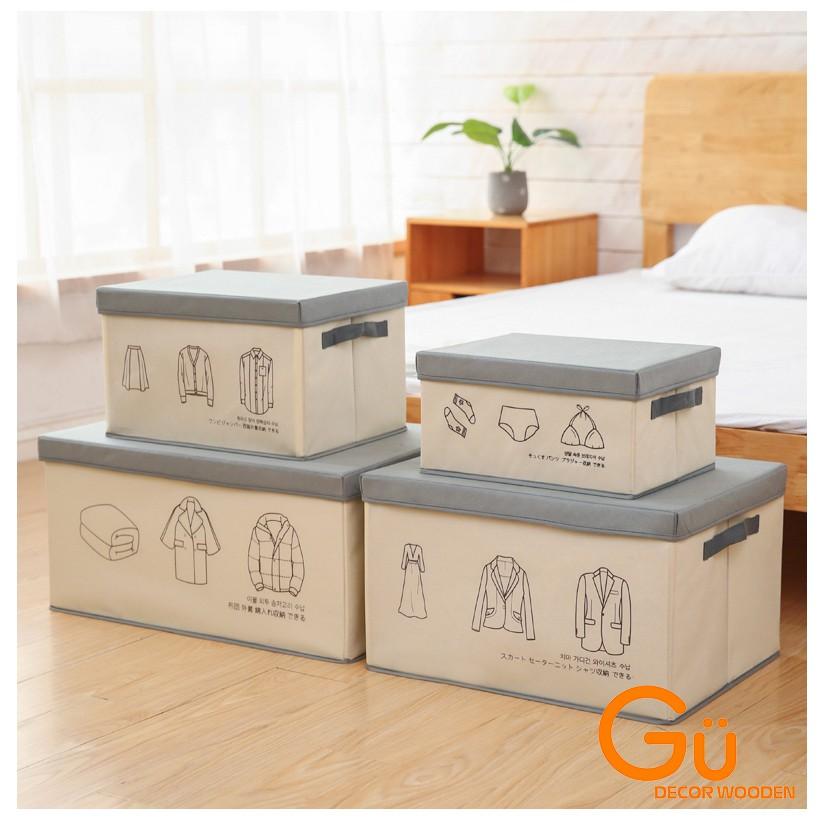 Hộp vải đựng quần áo có nắp đậy - Hộp đựng đồ lót,chăn màn, đồ chơi