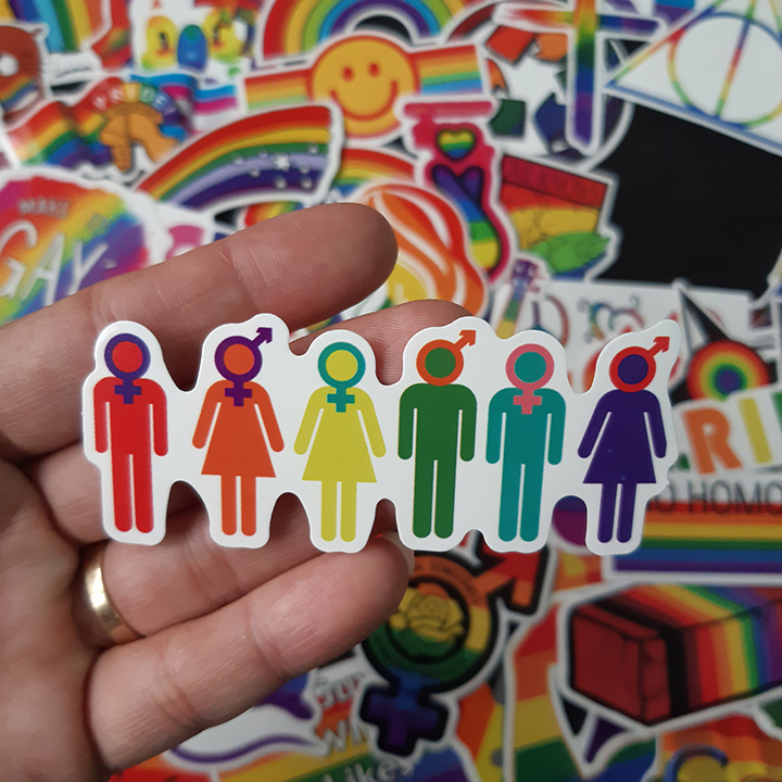 Bộ Sticker dán cao cấp chủ đề CẦU VỒNG LGBT - Dùng dán Xe, dán mũ bảo hiểm, dán Laptop, dán đàn