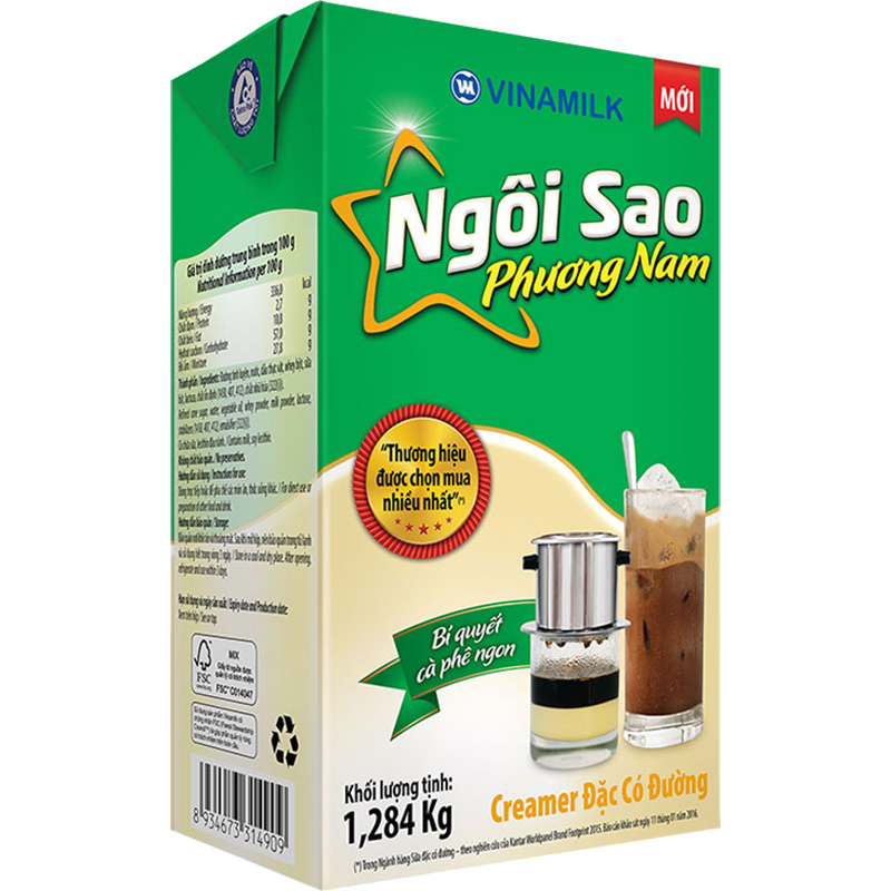 Thùng 12 Hộp Kem Sữa Đặc Ngôi Sao Phương Nam Xanh Lá - 1284g