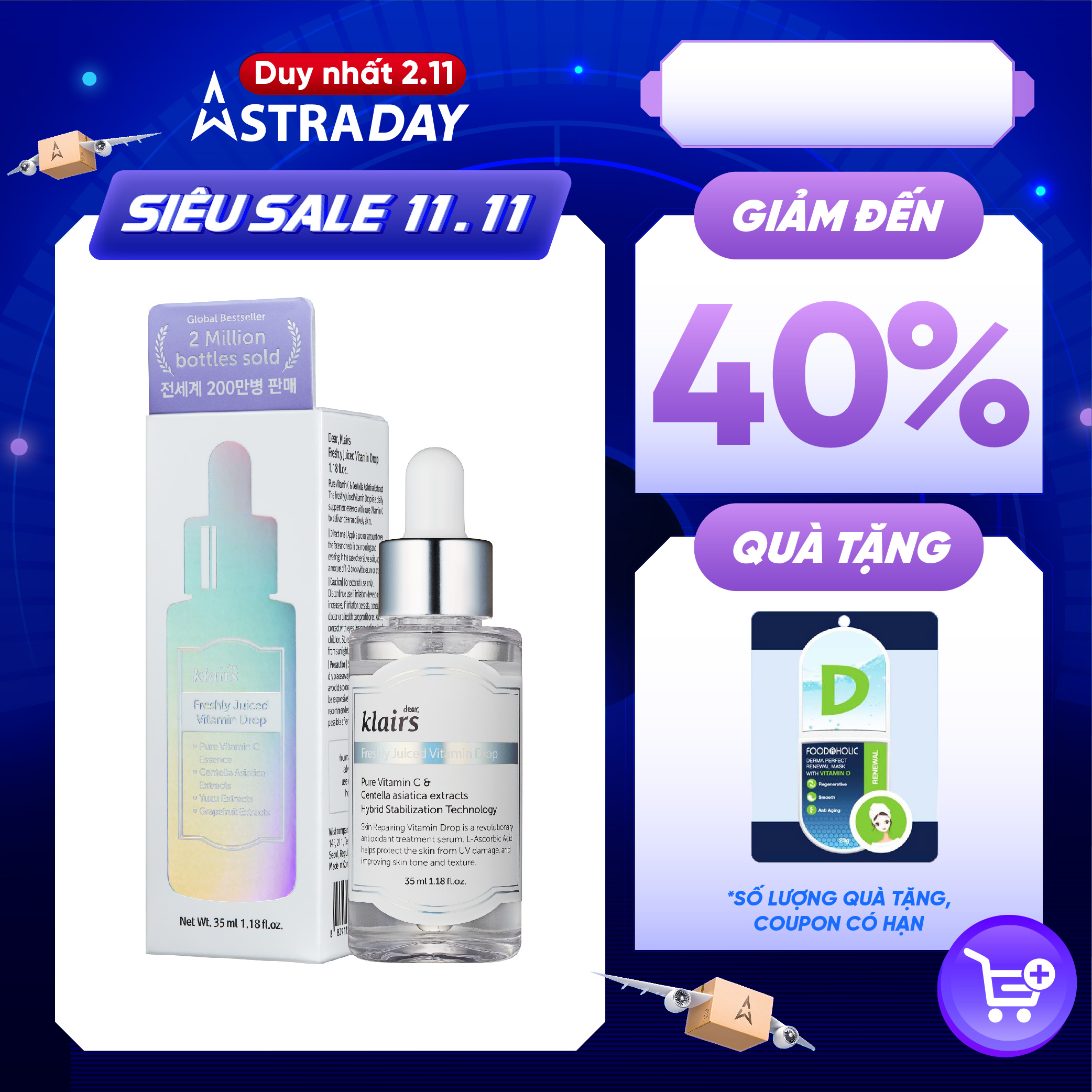 Tinh Chất Sáng Da Vitamin C Dear, Klairs Freshly Juiced Vitamin Drop 35ml