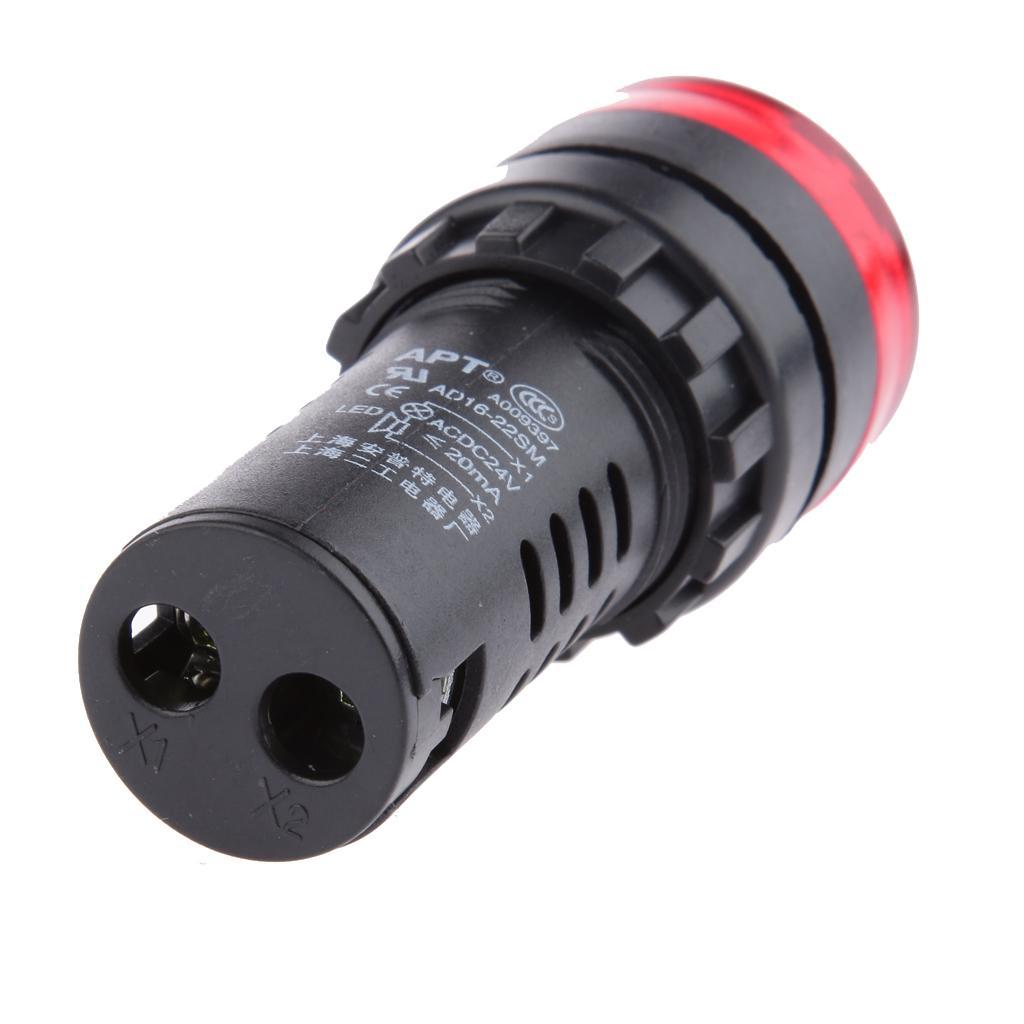 DC 24V 22mm Red LED Flash Indicator Light with