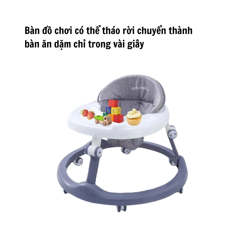 Xe Tròn Tập Đi Kiêm Xe Ăn Dặm Cho Bé Hình Chú Bò Đáng Yêu 2in1 Có Bàn Ăn Dặm, Phát Nhạc Vui Nhộn
