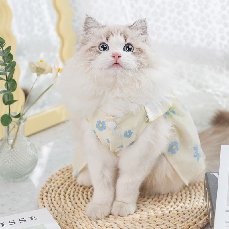 Đầm Công Chúa Hai Lớp Đính Hoa Dễ Thương Cho Thú Cưng