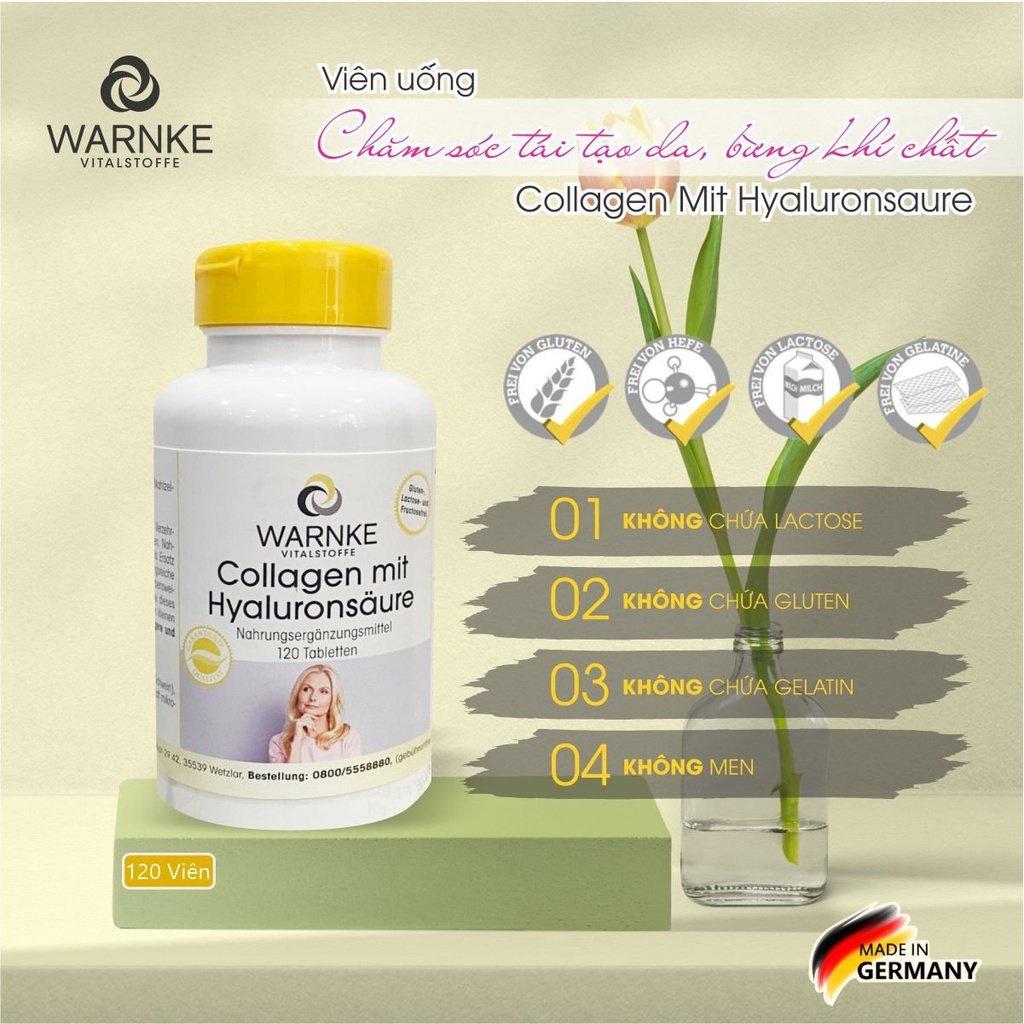 Collagen Plus Warnke, Collagen Peptide Thủy Phân, Viên Uống Đẹp Da, Ngừa Lão Hóa, Tái Tạo Da, Chứa HA và Vitamin C