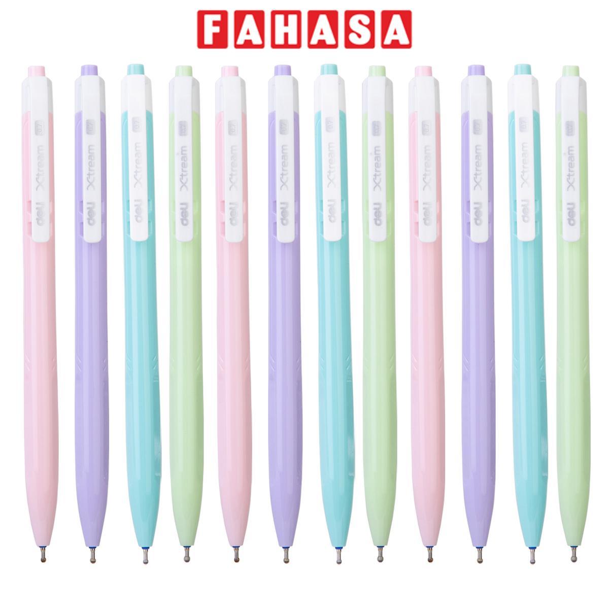 Bút Bi Bấm Xtream Màu Pastel 0.7 mm - Deli Q033 - Mực Xanh (Màu Thân Bút Giao Ngẫu Nhiên)