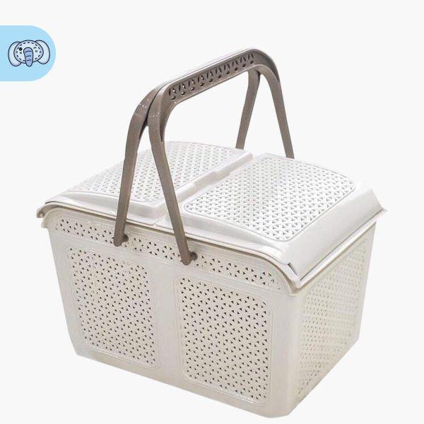 Giỏ Nhựa Đựng Đồ Đi Sinh cở đại Có Nắp và Quai Xách Nhựa Việt Nhật Kích thước: 46*32*29cm.móc chùm phơi quần áo 32 kẹp.