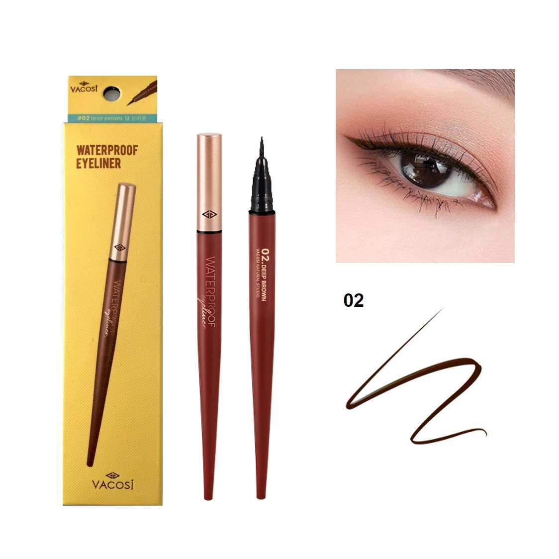 Bút Kẻ Mắt Nước Siêu Lì Vacosi Natutal Studio Waterproof Eyeliner