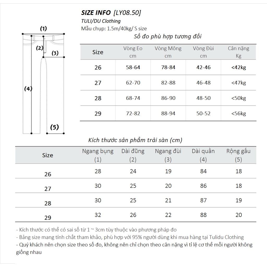 Quần Bò Ống Đứng Loe Nhẹ Lưng Cao Co Giãn Cắt Gấu Phong Cách Ulzzang Form Hàn Tulidu LY0850