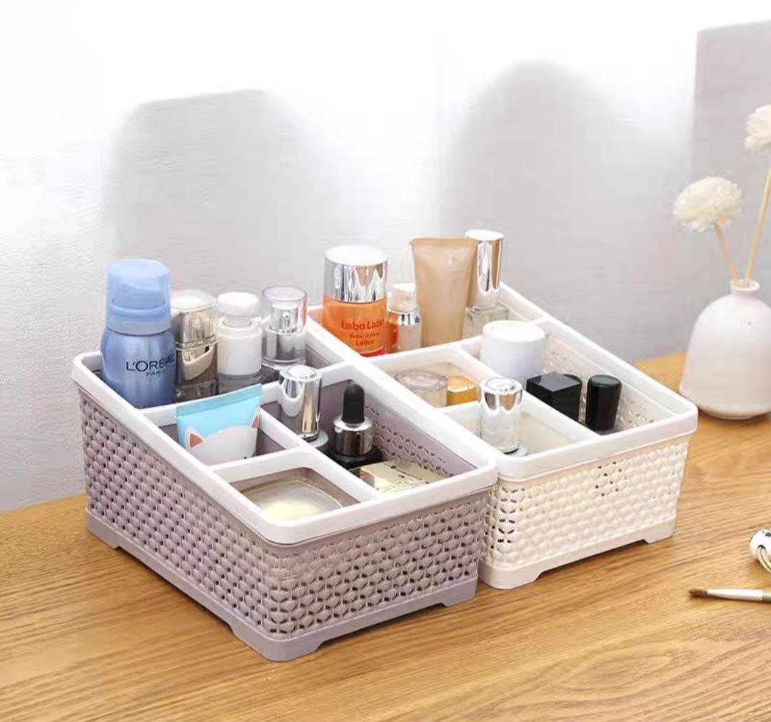 Khay Tiện Ích Đa Năng Để Bàn 4 Ngăn Đựng Mỹ Phẩm Điều Khiển Đồ Dùng Cá Nhân Văn Phòng Kiểu Dáng Hàn Quốc
