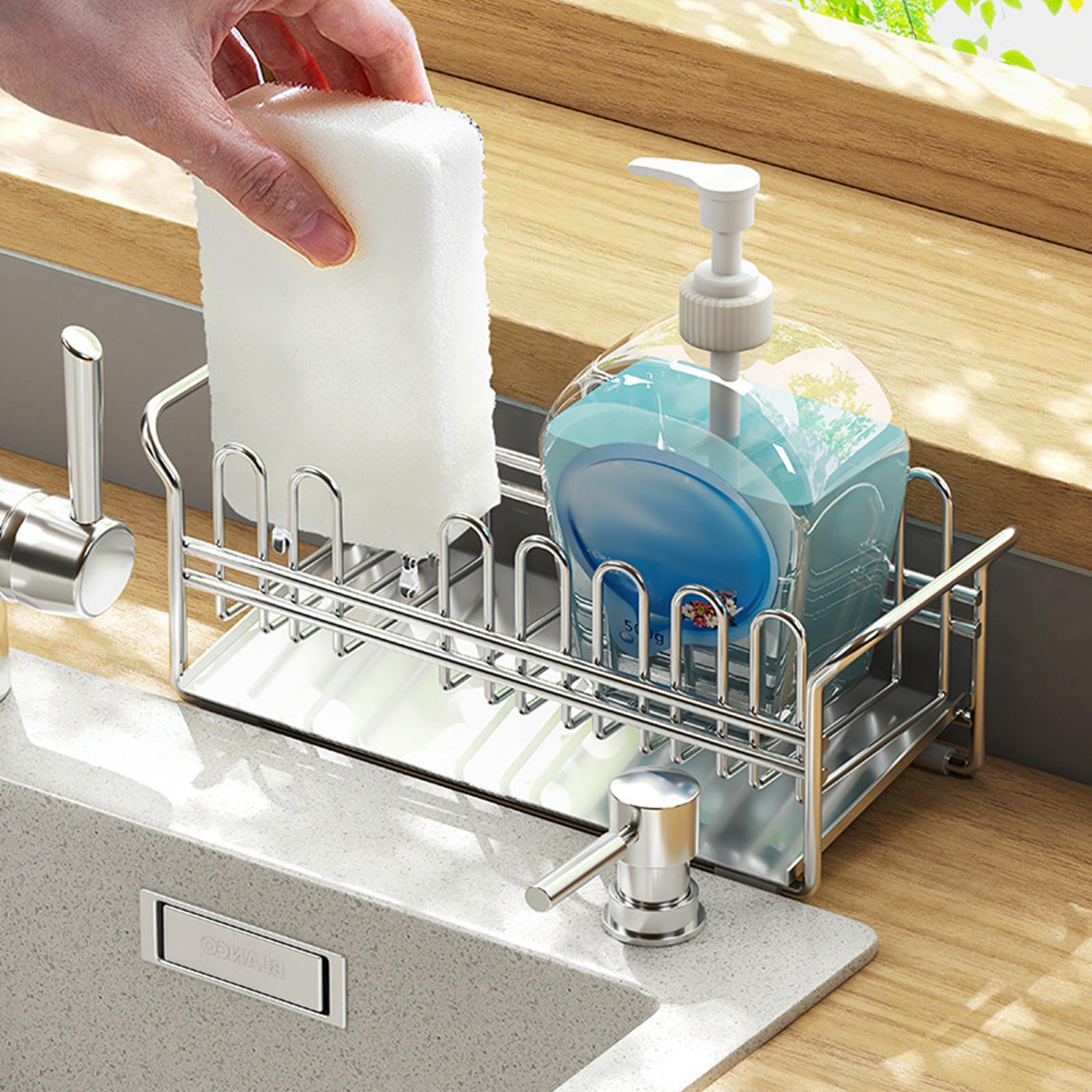 Sink Caddy Drain Holder Kitchen Organizer Soap Caddy Dish Rack Countertop
