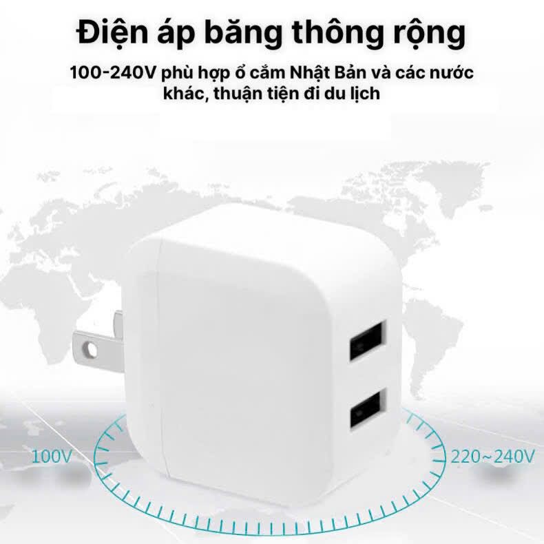 Củ sạc xuất Nhật 2.4A KFLY ( JHX-AC1908) chứng nhận PSE tiêu chuẩn Nhật Bản, dùng thử 30 ngày, Hàng chính hãng