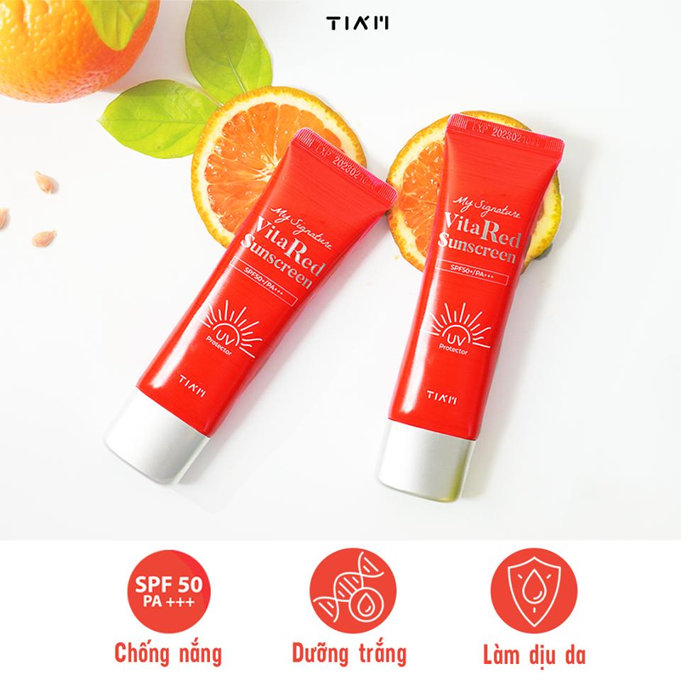 Kem Chống Nắng Dưỡng Trắng, Nâng Tông Da TIA'M MY SIGNATURE VITA RED SUNSCREEN SPF50+/PA+++