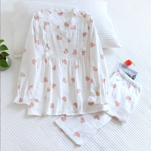 Đồ Bộ Bầu Và Sau Sinh, Pijama Sau Sinh Azuno AZ255 Chất Liệu Xô Đũi Có Khe Mở Cho Con Bú 2 Màu Hồng Phấn Và Trắng