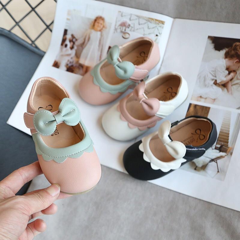 Giày Bé Gái - Giày búp bê bé gái bánh bèo Vitage Hàn Quốc có quai dán cho bé gái dễ thương