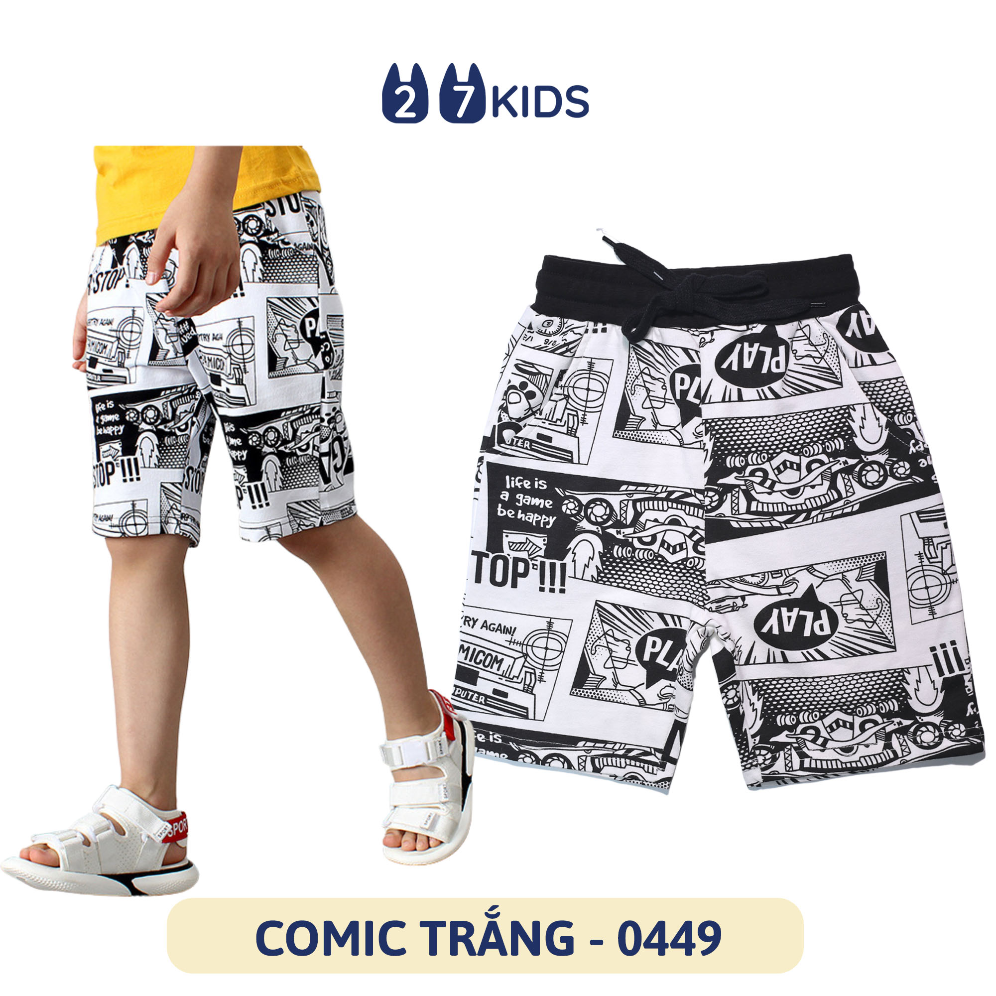 Quần short bé trai 27Kids Aowkulae Quần đùi thể thao nam cho trẻ từ 4-14 tuổi BSPS10