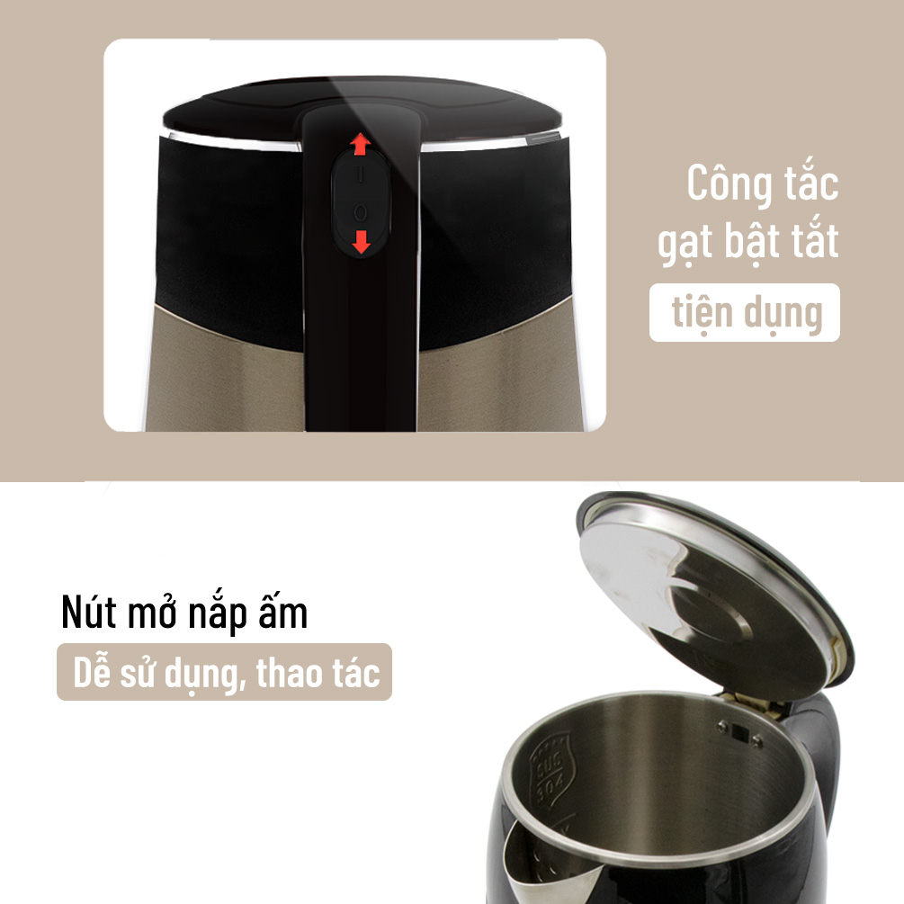 Bình Đun Siêu Tốc 2 Lớp Nagakawa NAG0315 (1.8 Lít) - Hàng Chính Hãng