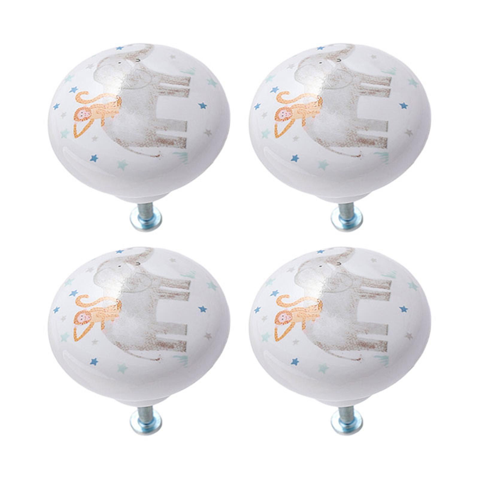 4Pcs Ceramic Drawer Knobs Cabinet Knobs for Furniture Cupboard Children Room