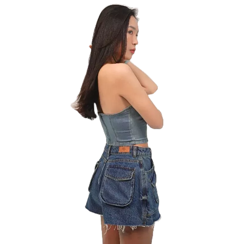 Quần short jean nữ túi hộp siêu bụi - Quần bò nữ túi hộp, ống rộng Phong Cách Đường Phố Gợi Cảm Cho Nữ | Samma Jeans - Quần Short