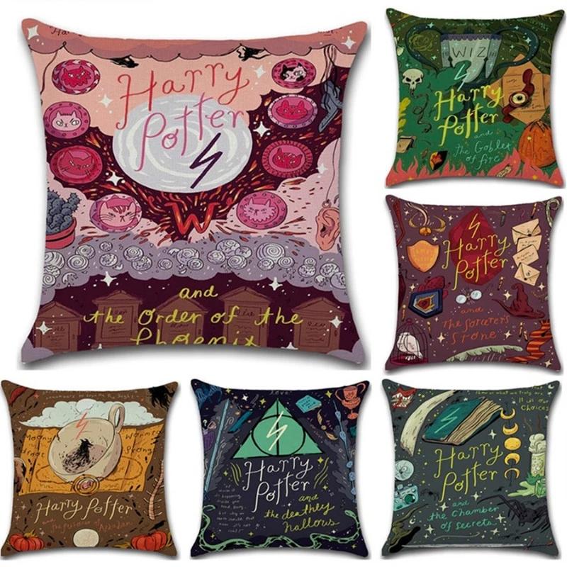 Áo Gối Bằng Vải Lanh / Cotton Với Họa Tiết Theo Phong Cách Harry Potter Dùng Trong Trang Trí Nhà