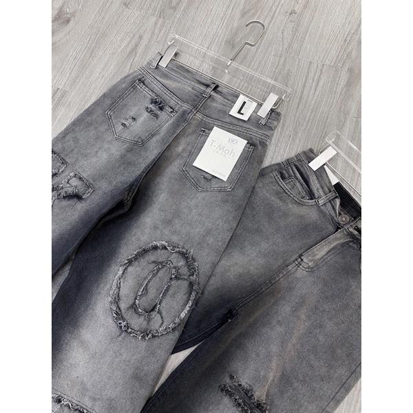 Baggy jeans ông rộng jeans loang có thêu chữ siêu đẹp