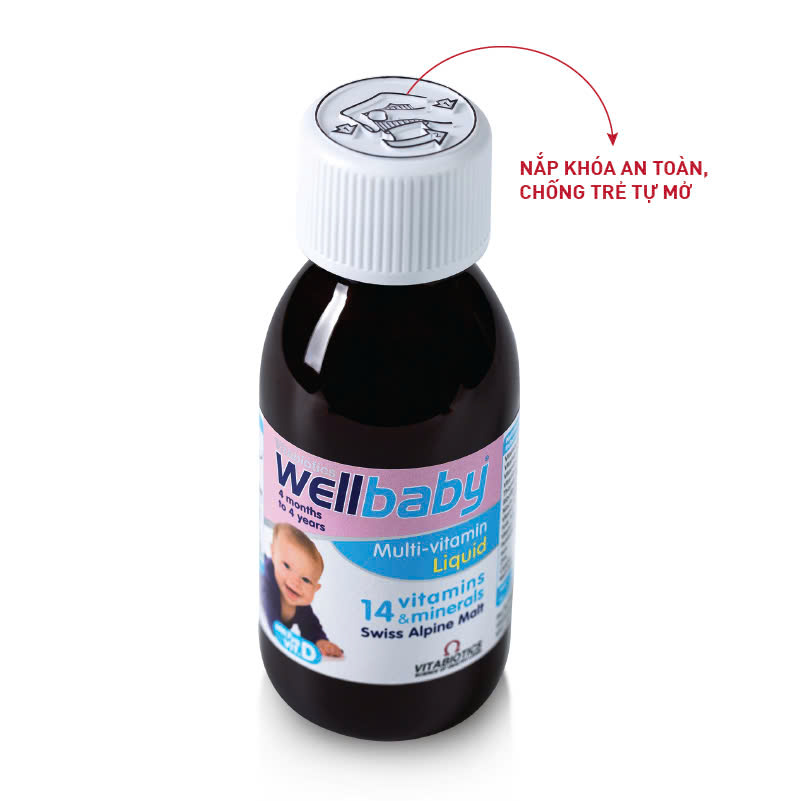 Siro Vitabiotics Wellbaby Multi-vitamin Liquid bổ sung vitamin và khoáng chất cho trẻ (Chai 150ml)