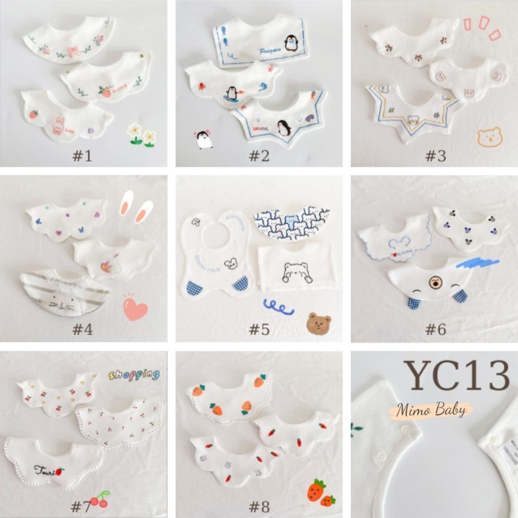 Set 3 yếm cổ cotton cao cấp họa tiết dễ thương cho bé YC13 Mimo Baby