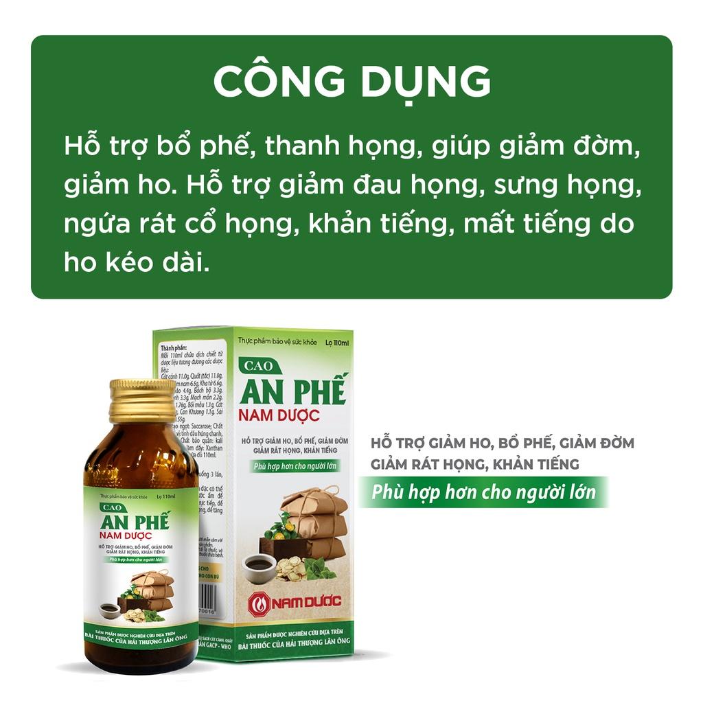 Cao An Phế Nam Dược 110ml cao thảo dược đậm đặc hỗ trợ giảm ho, giảm đờm, giảm rát họng, khản tiếng