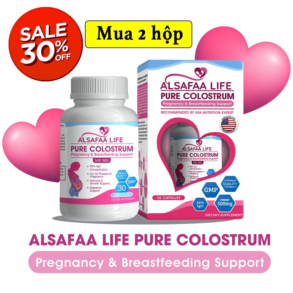 Sữa non nguyên chất al SAFAA life - USA | trước, trong và sau sinh. Pure Colostrum Pregnancy & Breastfeeding Support 500MG