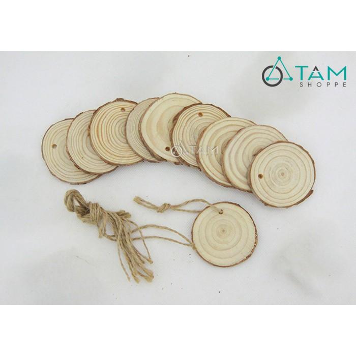 Combo 10 Lát gỗ mini trang trí Đk 5cm số 03