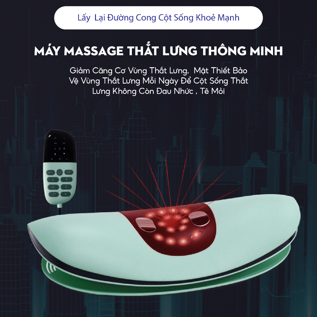 Máy Massage Lưng, Mát Xa TAKARA MT-02 Với Chế Độ Nén Nóng Và Rung Eo Giảm Đau Mỏi Thắt Lưng Cột Sống