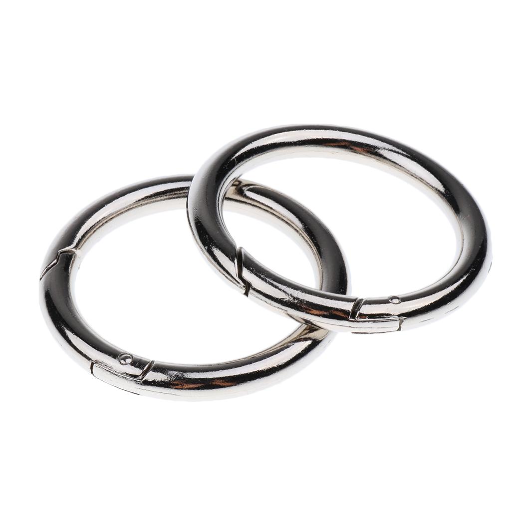 10PCS Metal Round Carabiner Spring Snap Clips Hook Keychain Keyring Buckle 49mm