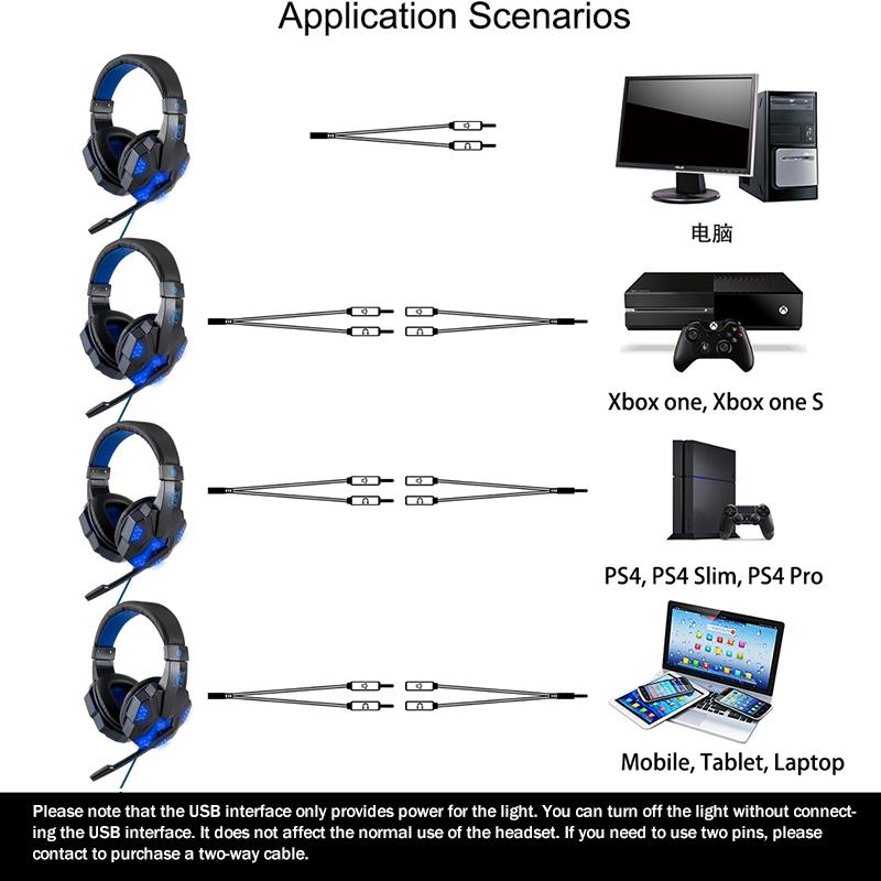 Chuyên Nghiệp Led Có Dây Game Thủ Tai Nghe Có Micro Cho PS4 PS5 Xbox Một Máy Tính Bass Stereo Máy Tính Chơi Game Quà Tặng